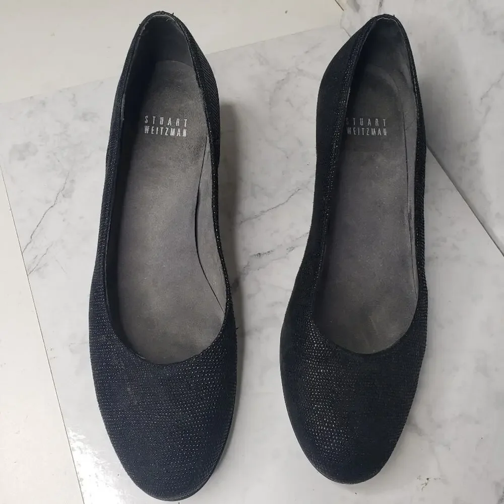 Stuart Weitzman black textured dressy career wedges shoes size 9 - Picture 5 of 9